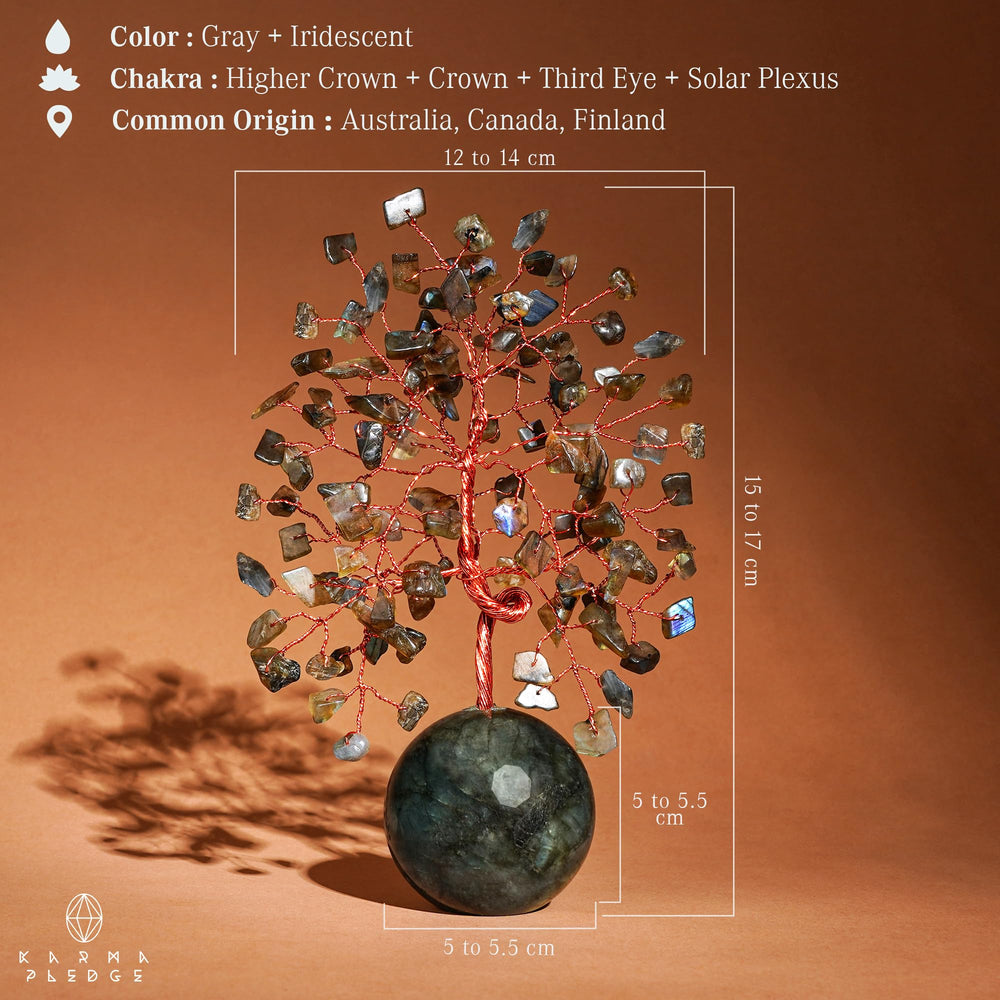 KARMAPLEDGE natural quartz tree promotes balance and harmony in home or office