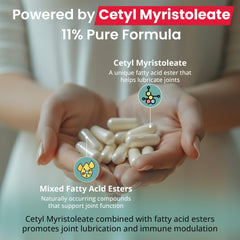 Label details on Karuna Cetyl Myristoleate emphasizing quality and blended esters