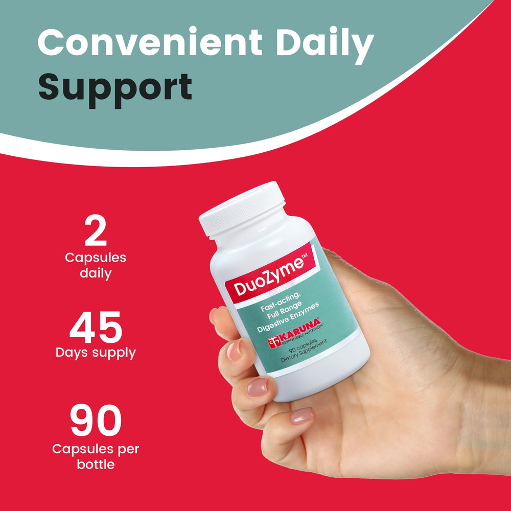 Karuna DuoZyme pour image suggesting easy daily intake