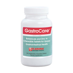 Karuna GastroCare 100 chew bottle shown for convenient upper GI support.