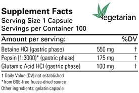 Karuna HCl-Pepsin capsules close-up highlighting protein digestion with pepsin enzyme.