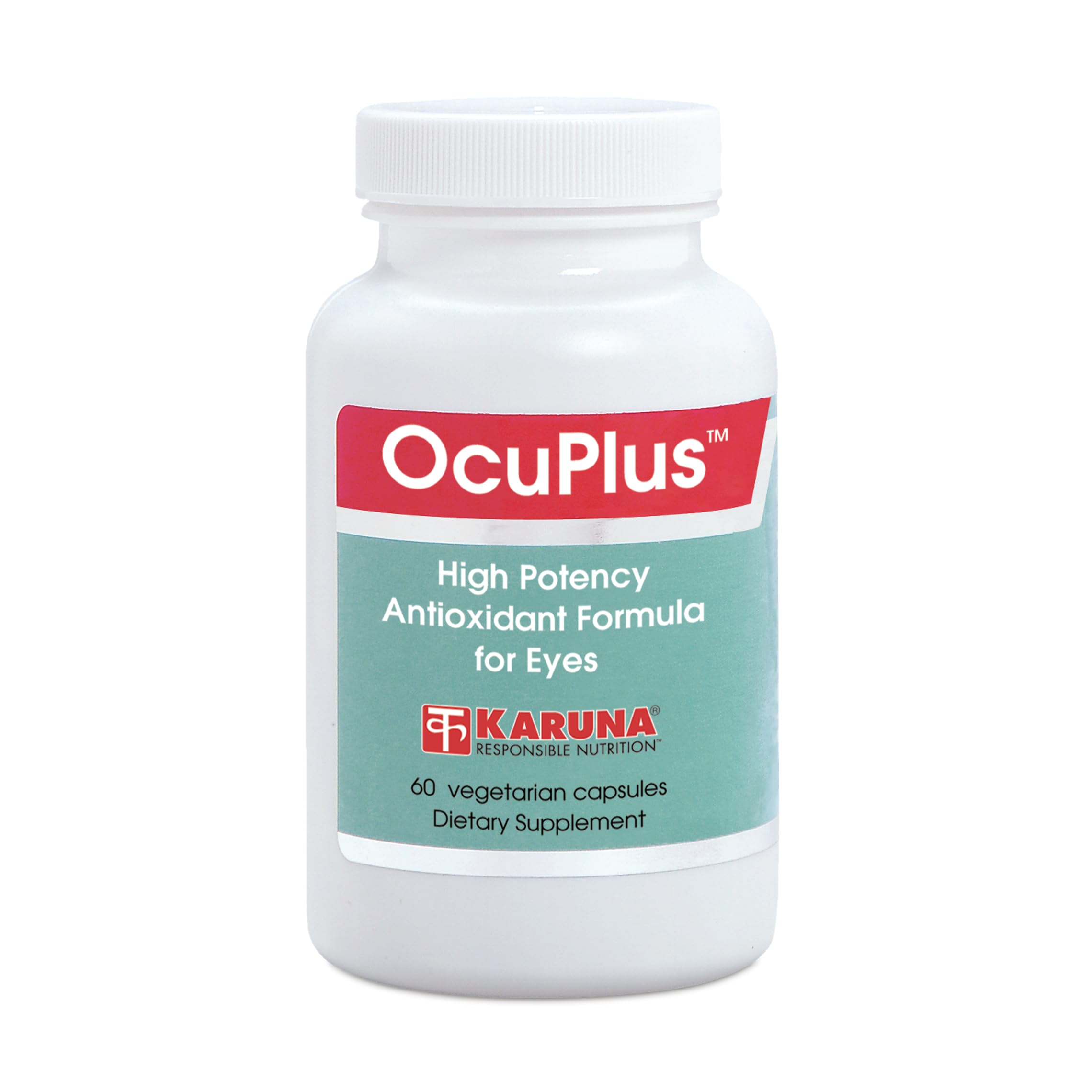Karuna OcuPlus bottle front view for daily eye health support.