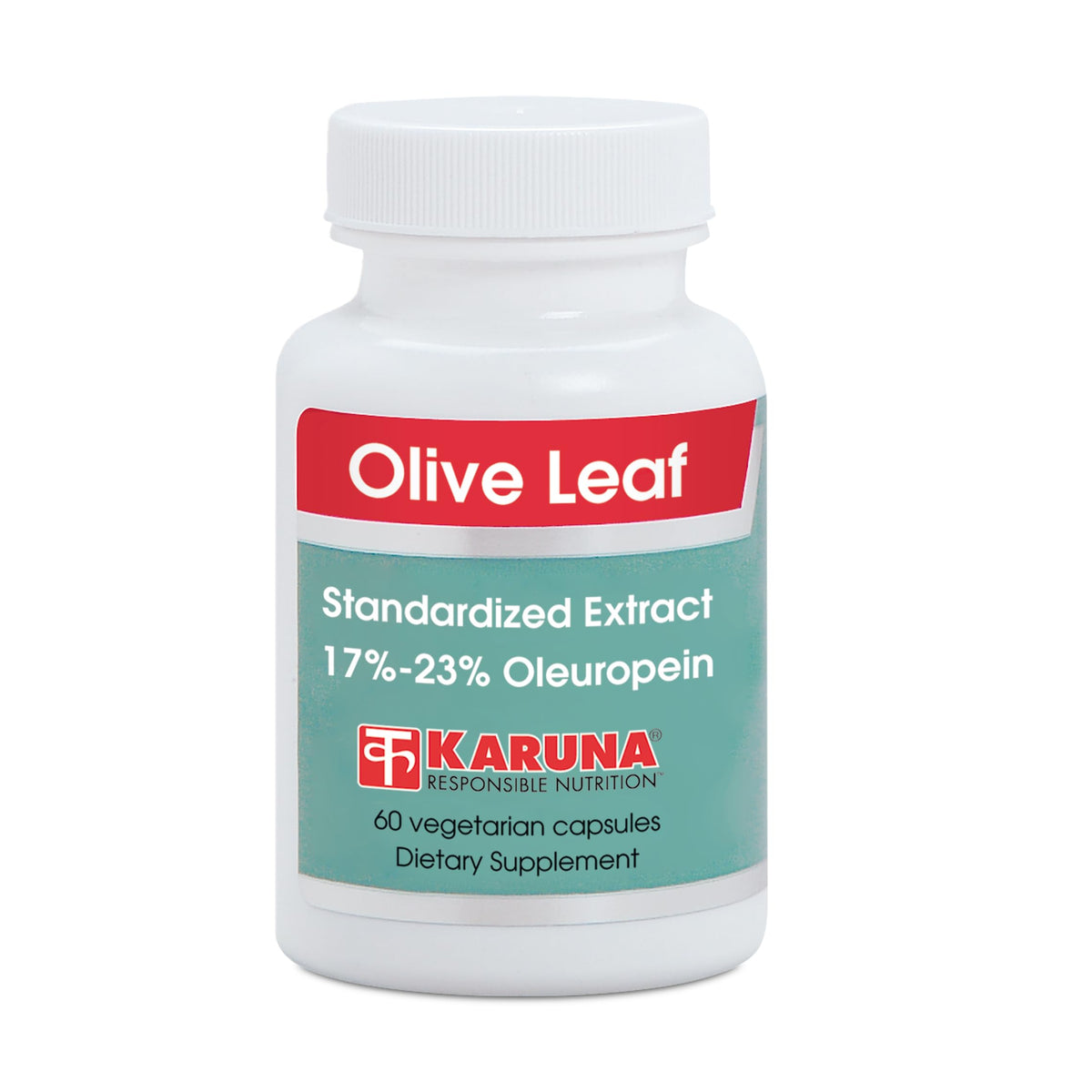 Karuna Olive Leaf Extract bottle with 60 capsules for daily antioxidant support.