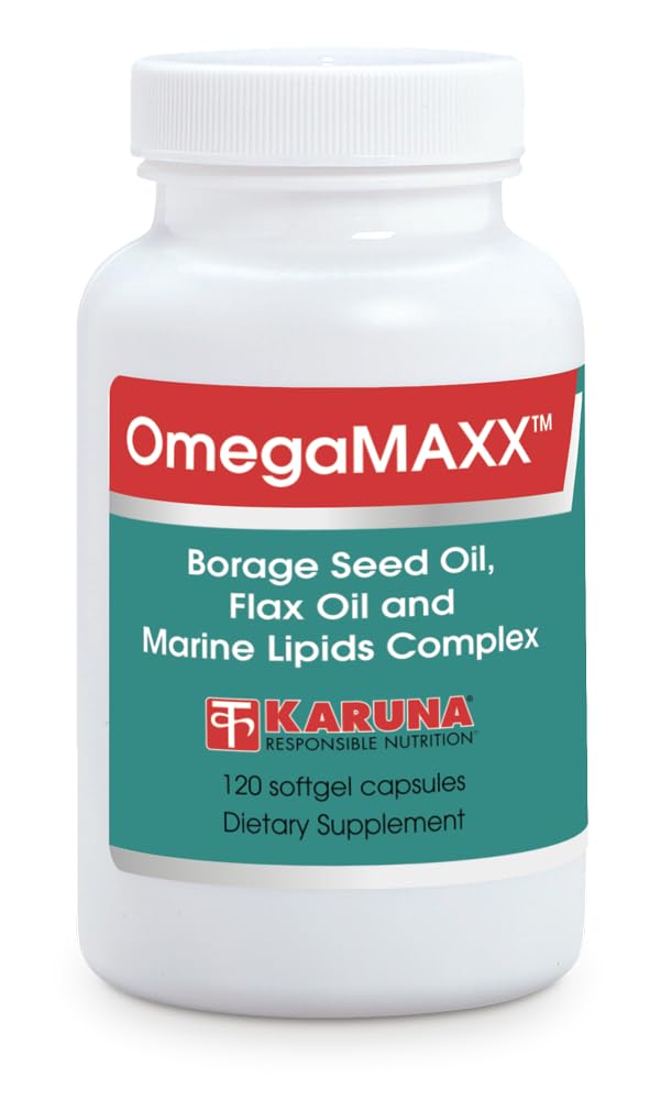 Karuna OmegaMAXX softgel capsules in a bottle for daily omega intake