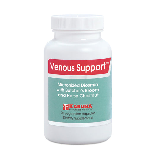 Karuna Venous Support bottle and capsules aid leg comfort and circulation.