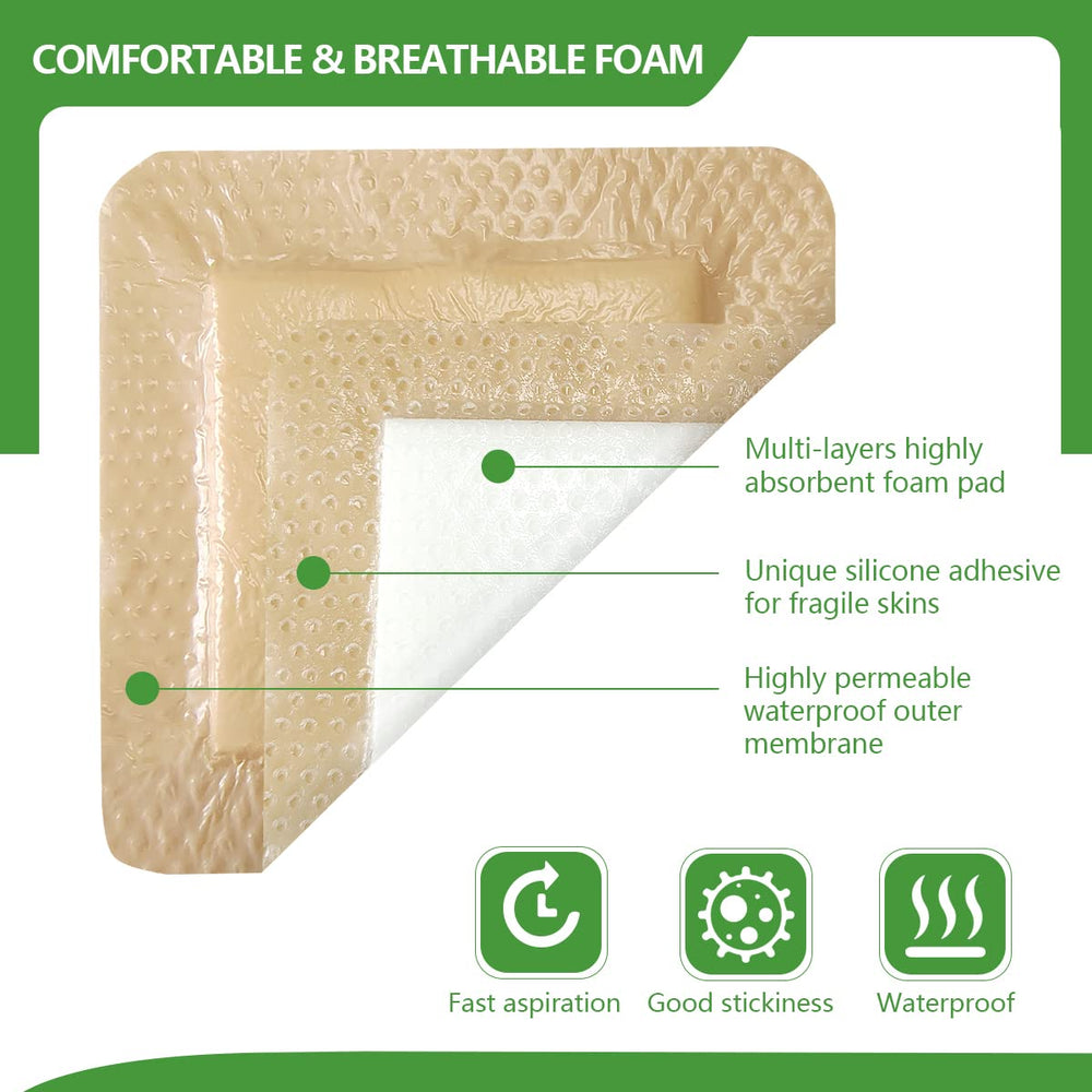 The Kastormed silicone foam dressing 4x4 self-adhesive edge demonstrates painless removal.