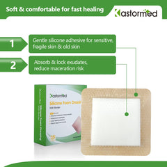 The Kastormed silicone foam dressing 4x4 waterproof breathable layer protects the wound while allowing breathability.