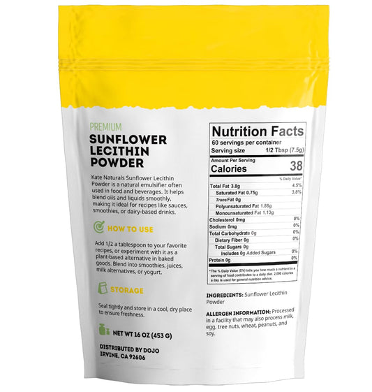 Kate Naturals lecithin powder used as baking emulsifier for smooth batter.
