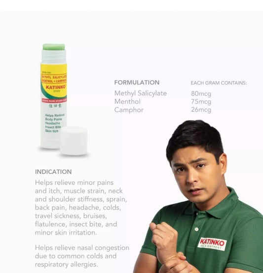 Katinko ointment stick being applied for targeted comfort use.