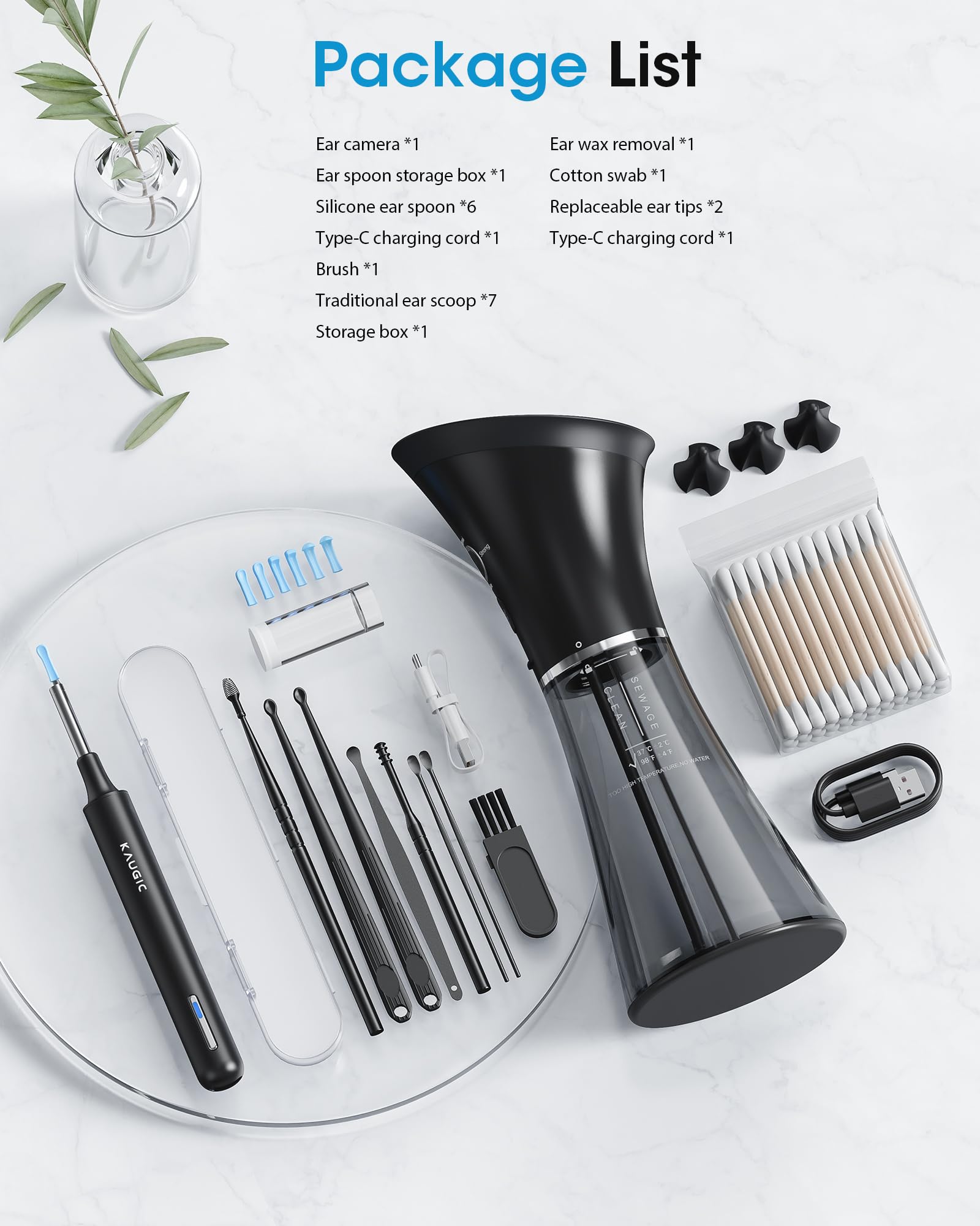 KAUGIC all-in-one ear cleaning solution reduces extra tools