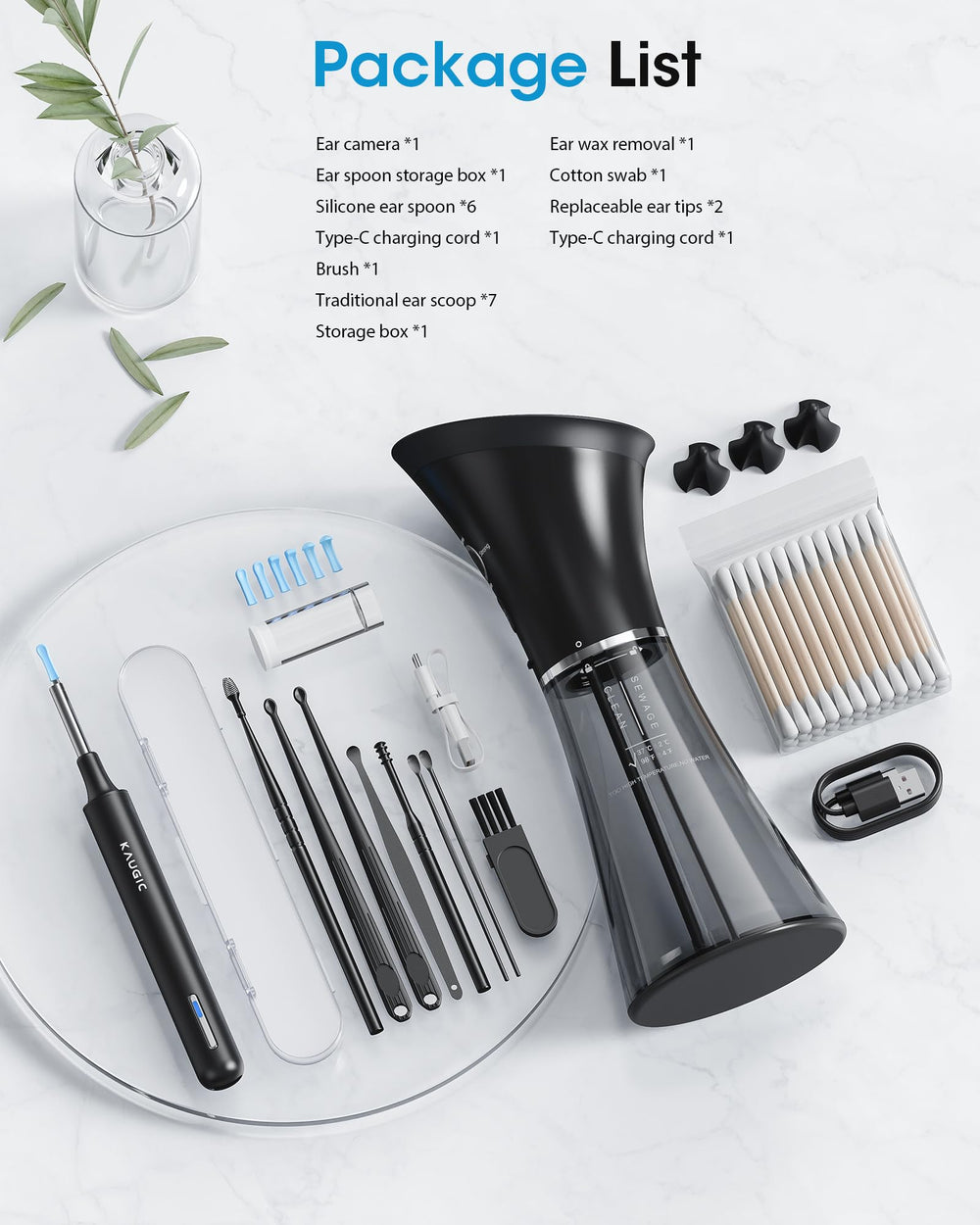 KAUGIC all-in-one ear cleaning solution reduces extra tools