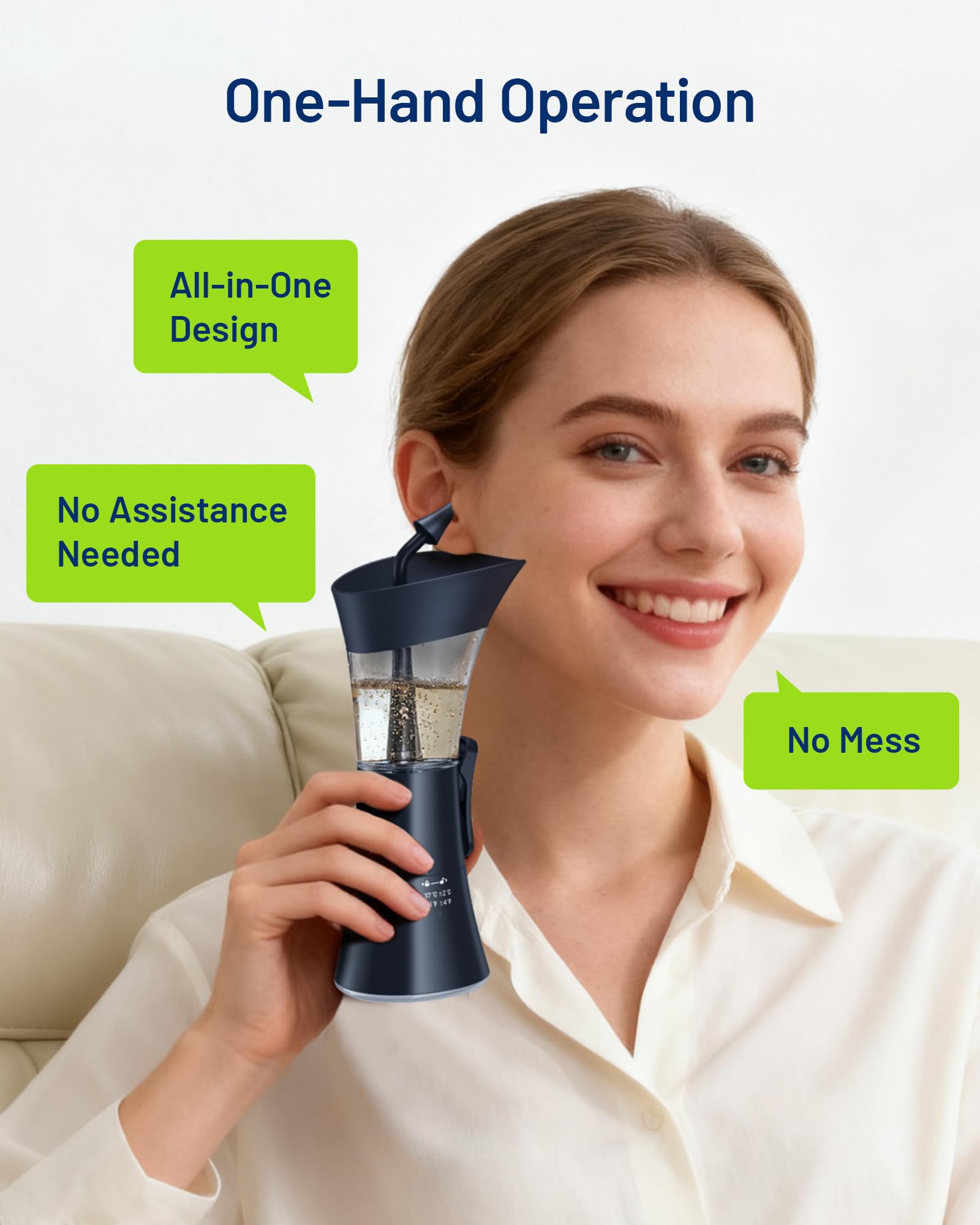 KAUGIC ergonomic water button supports gentle operation during ear cleaning.
