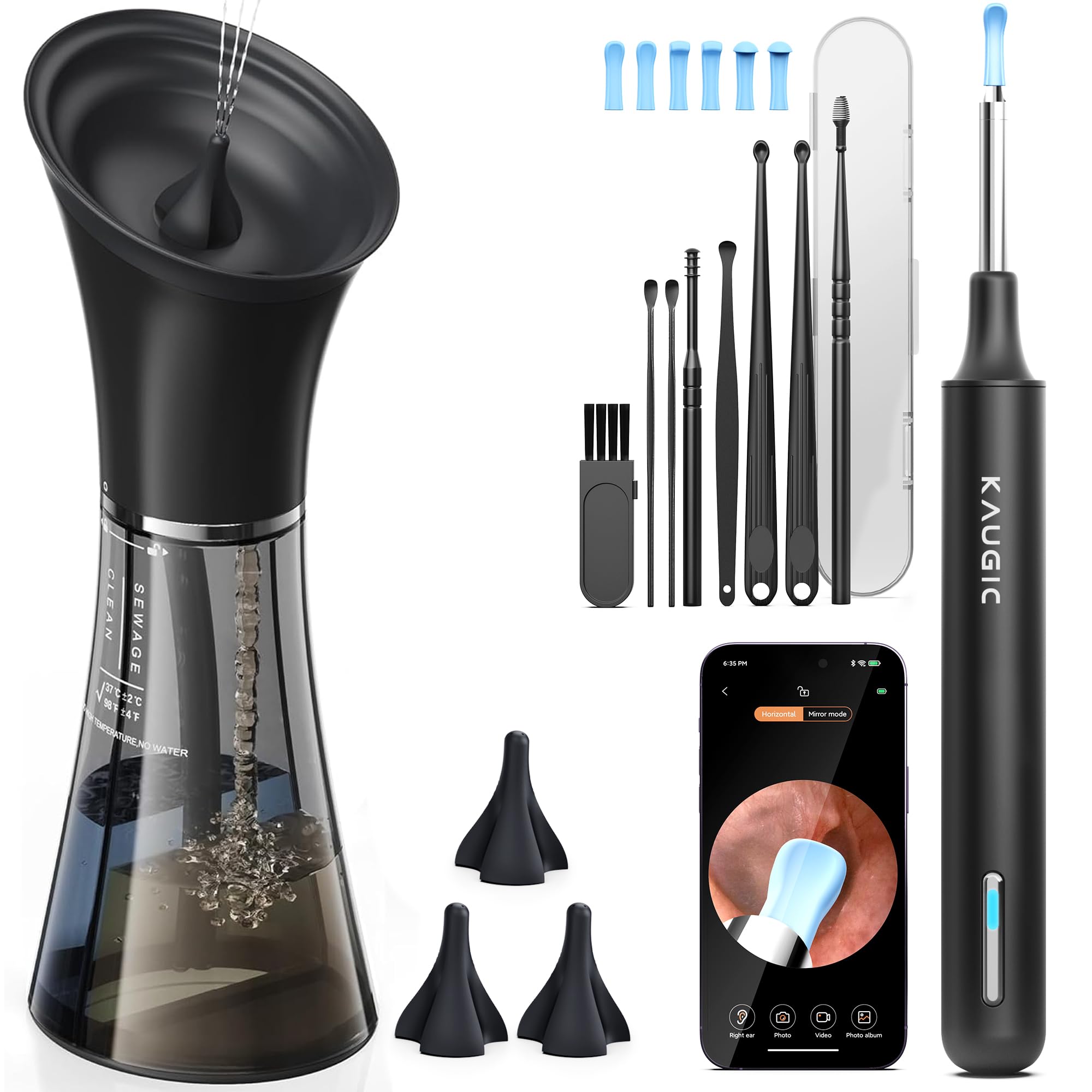 KAUGIC ear wax removal kit camera visual inspection for precise wax assessment