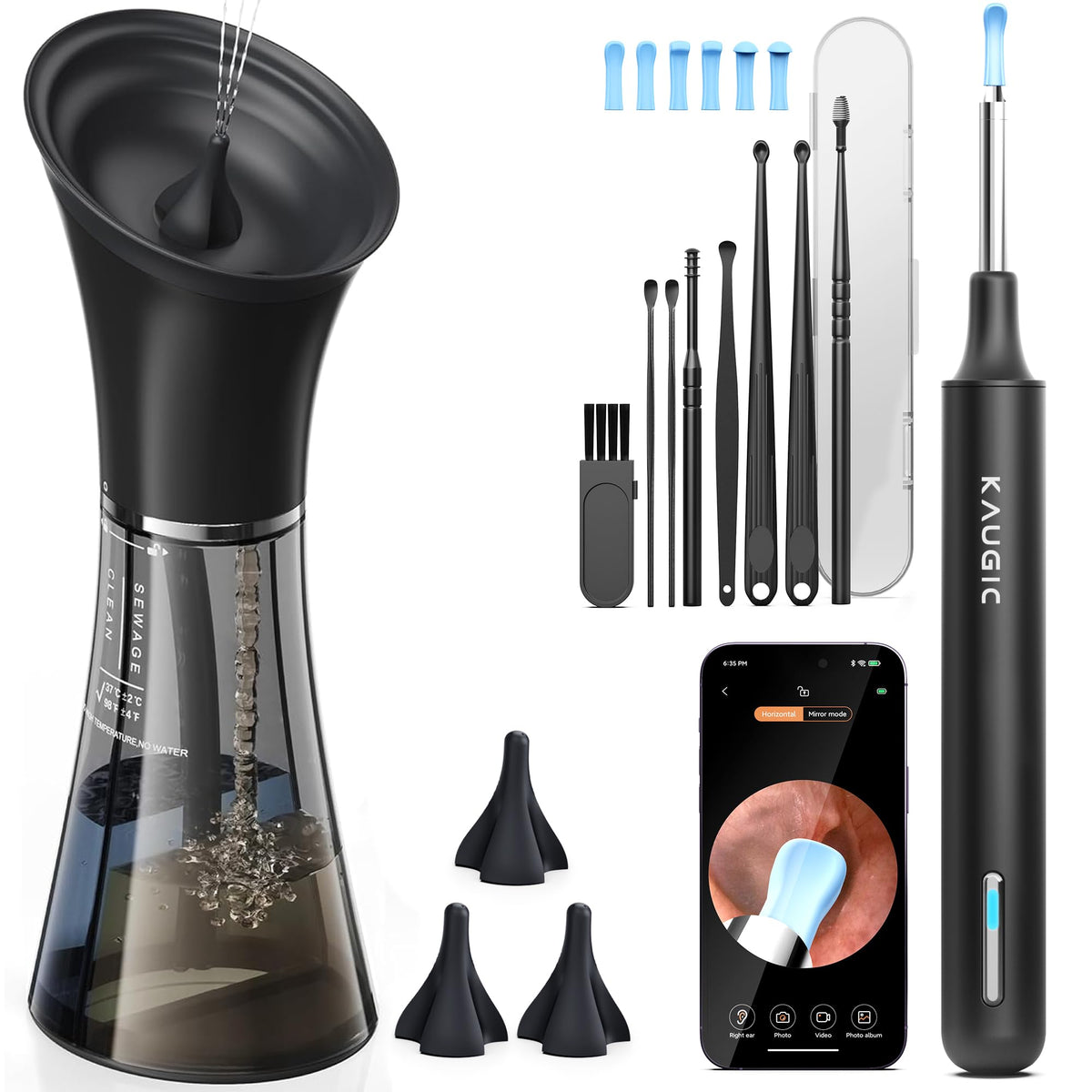KAUGIC ear wax removal kit camera visual inspection for precise wax assessment