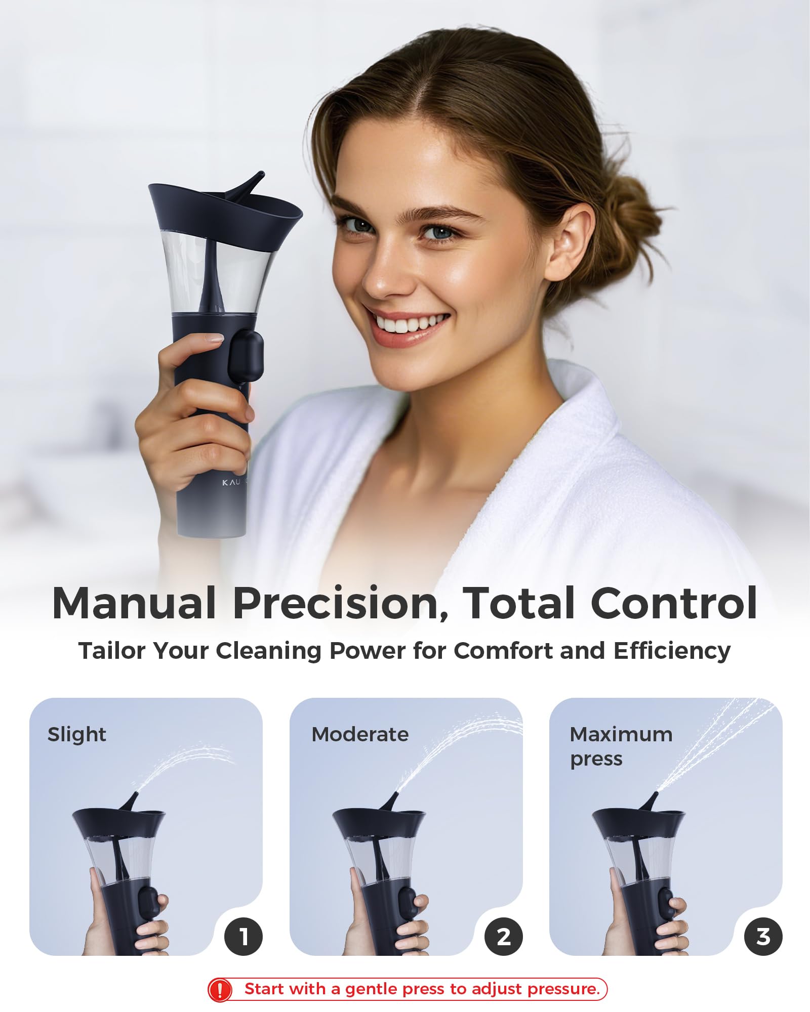 KAUGIC cleaner close-up of silicone tip emphasizes gentle, secure experience.