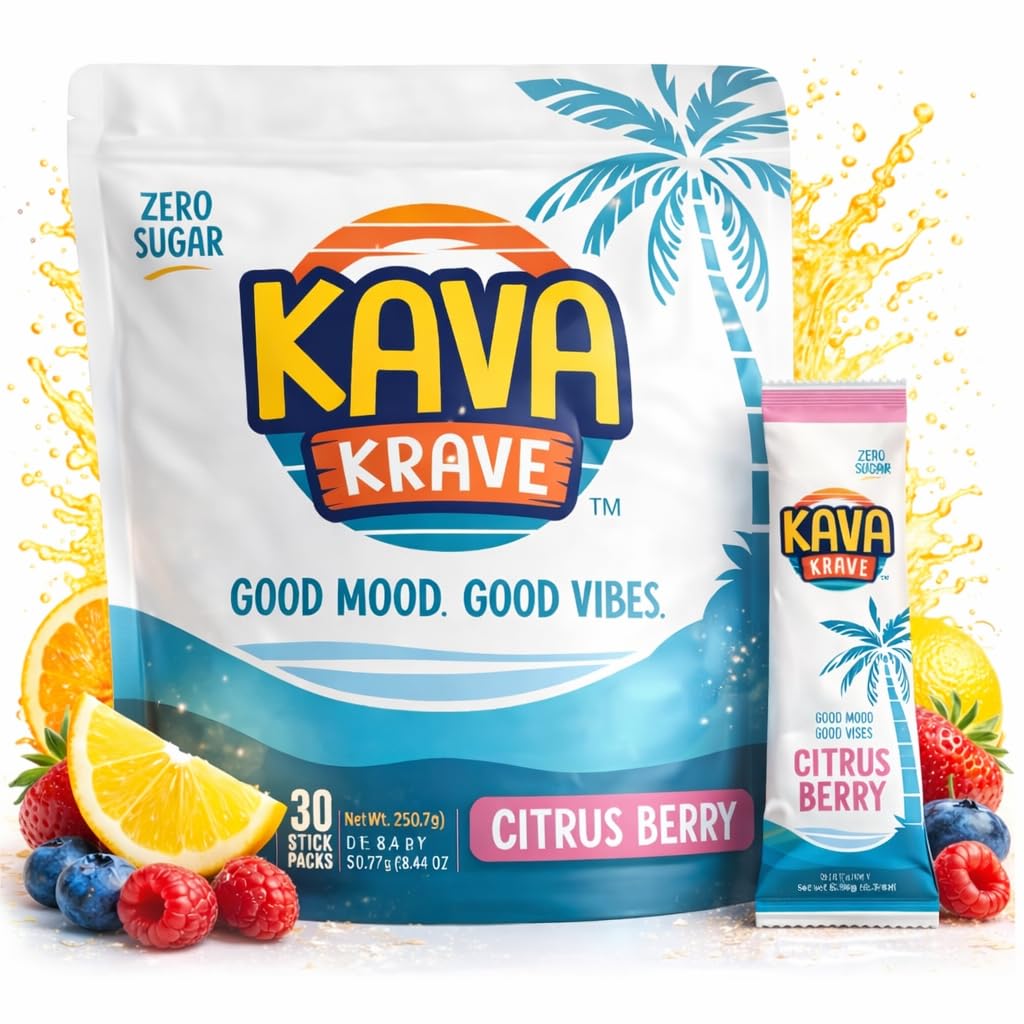 Kava Krave 30-pack drink mix packaging for convenient daily use