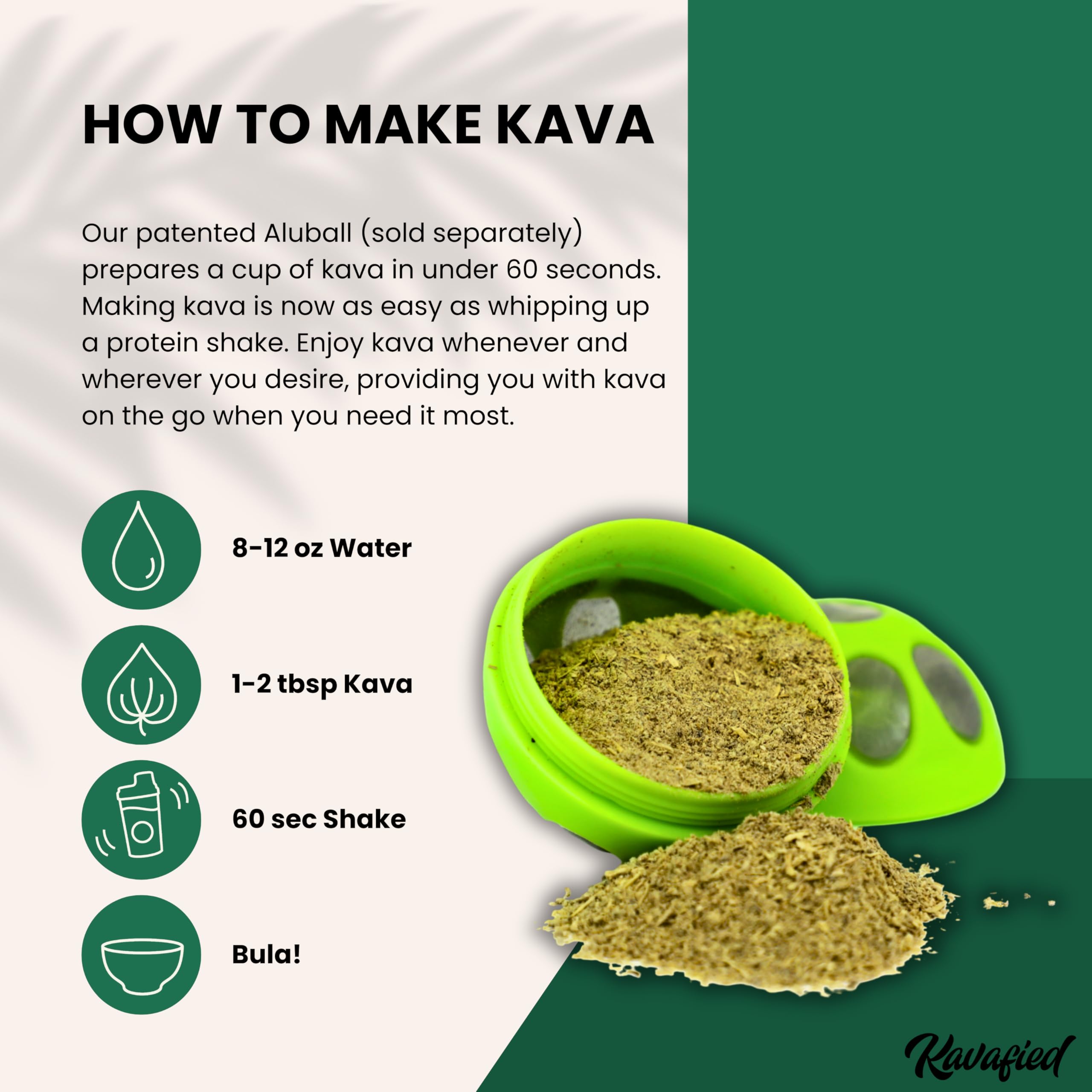 Kavafied KAVA BATI kava powder ready to mix for daytime ritual