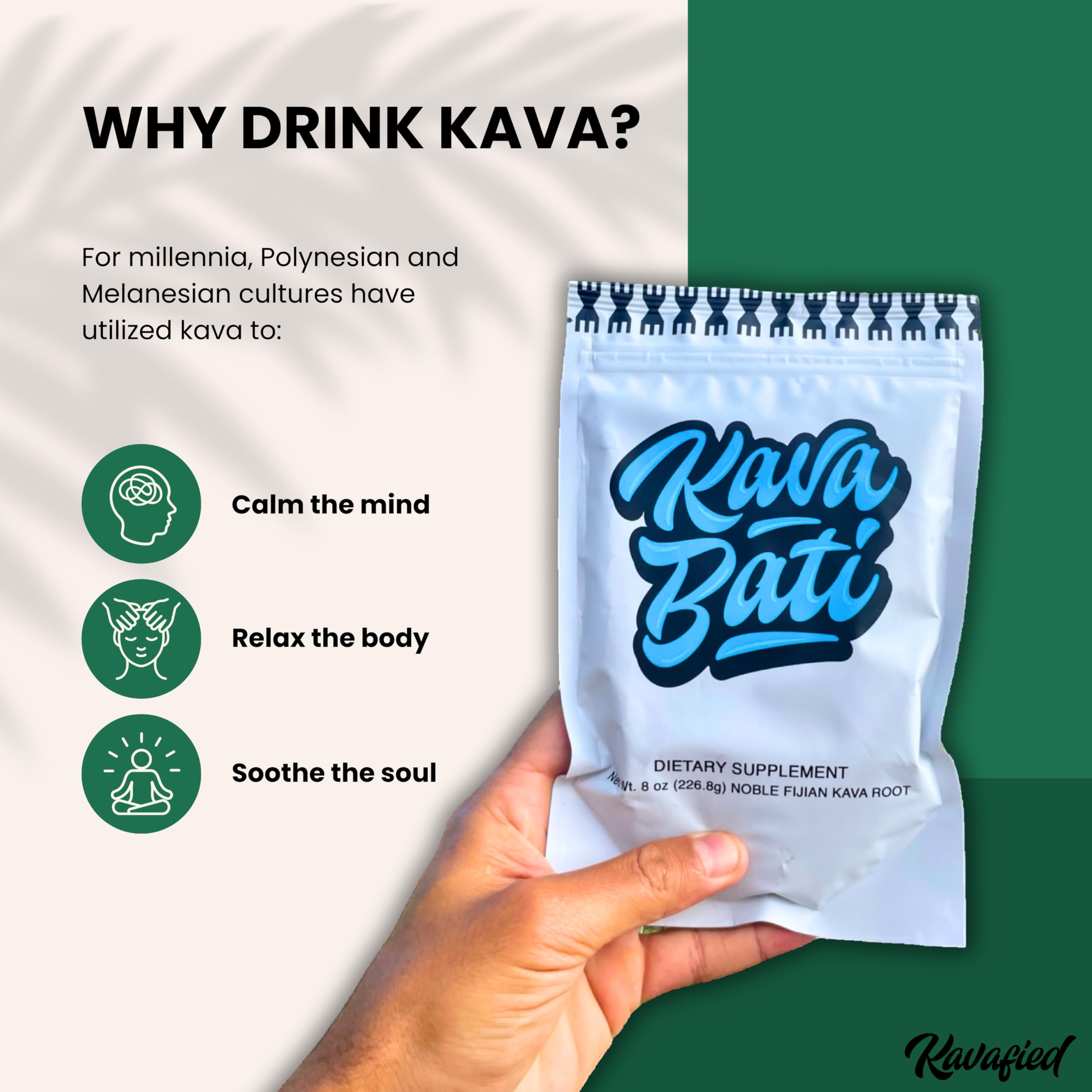 Kavafied KAVA BATI traditional grind texture highlights authentic preparation