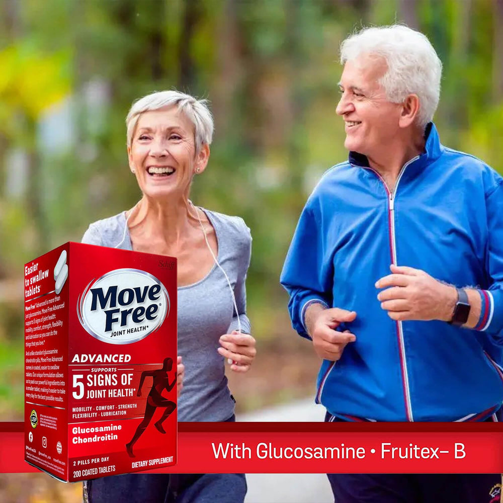 Kaxilu Move Free Advanced tablets close-up, easy-to-swallow capsules for mobility.
