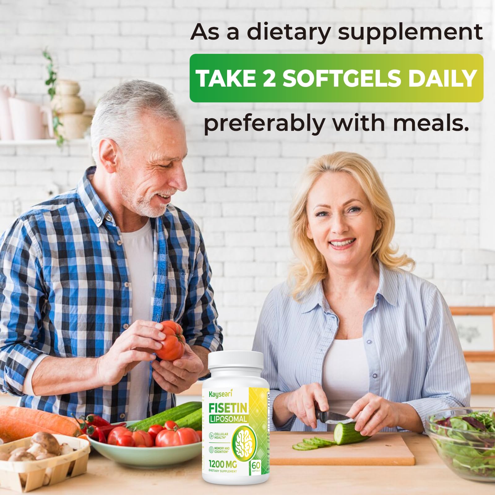 Kayseari daily-usage image showing two softgels with a meal.