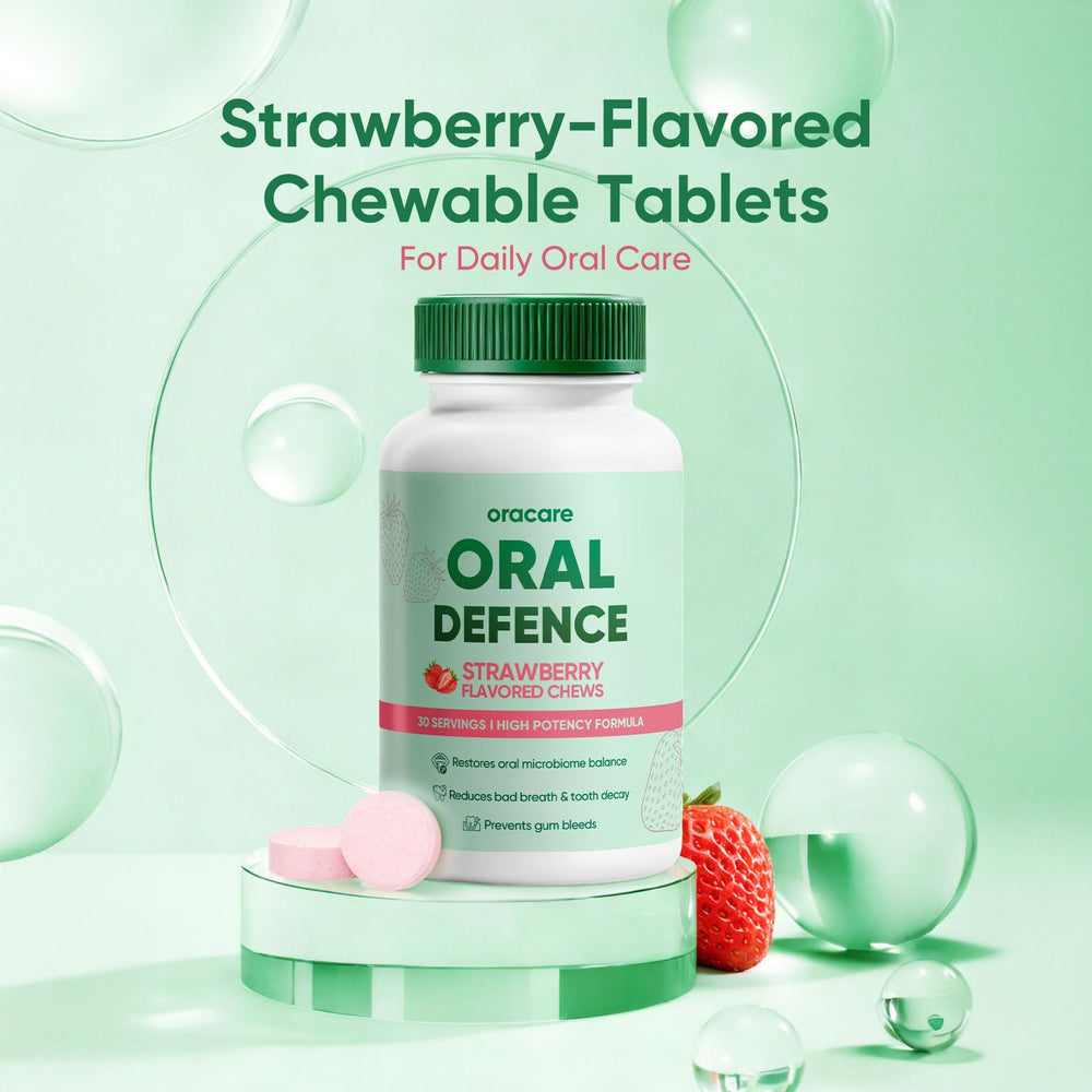 KBSBUBB Oracare oral microbiome balance with strawberry chew.