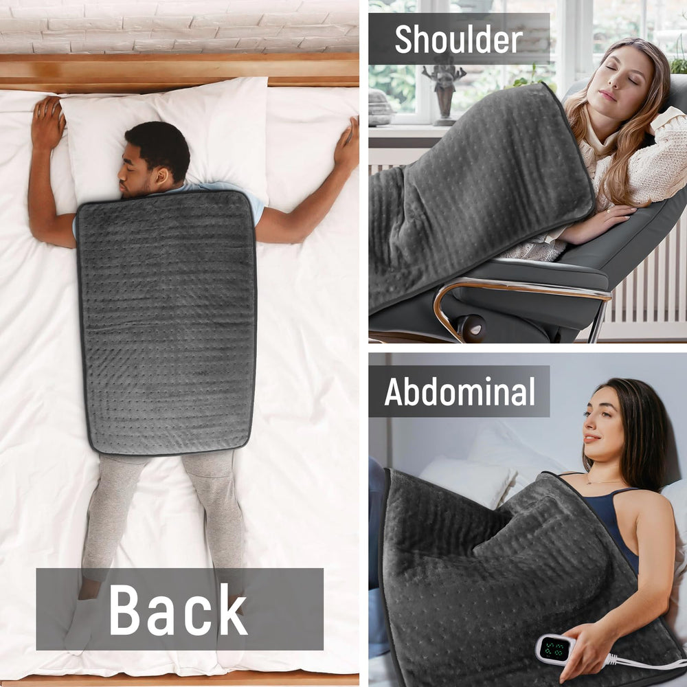 Kdti heating pad with 6 heat levels for personalized warmth.