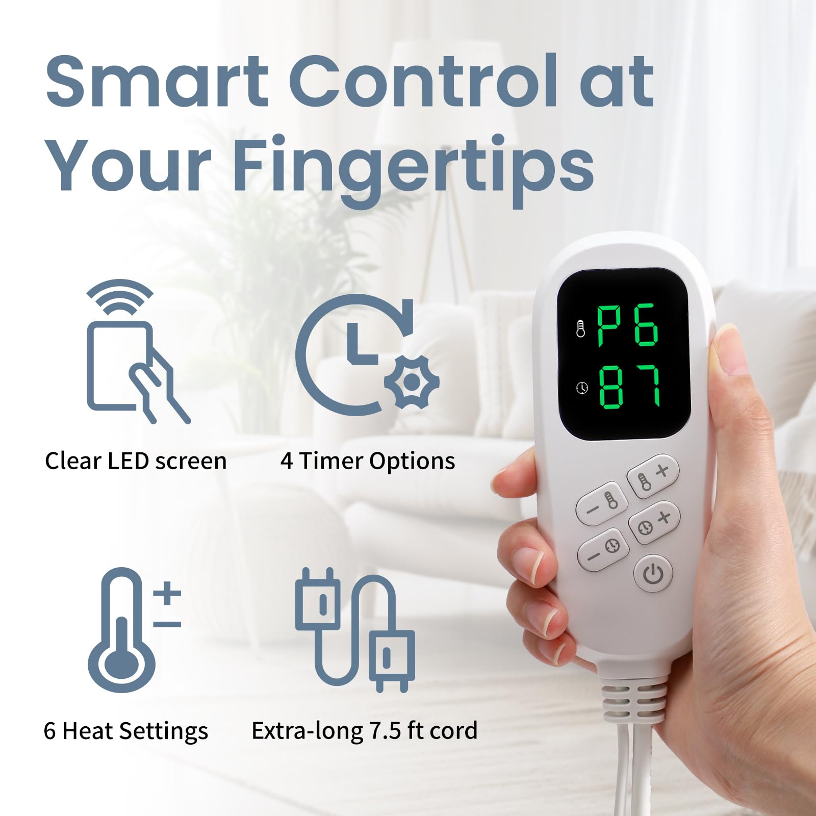 Kdti heating pad six heat settings enable customized warmth
