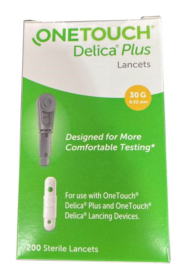 Kebiyu J&D Delica Plus lancets 200-pack for convenient home testing.