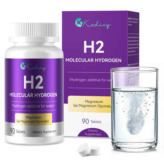 Kedicy hydrogen water tablet dissolving in bottle for 8 PPM antioxidant boost.