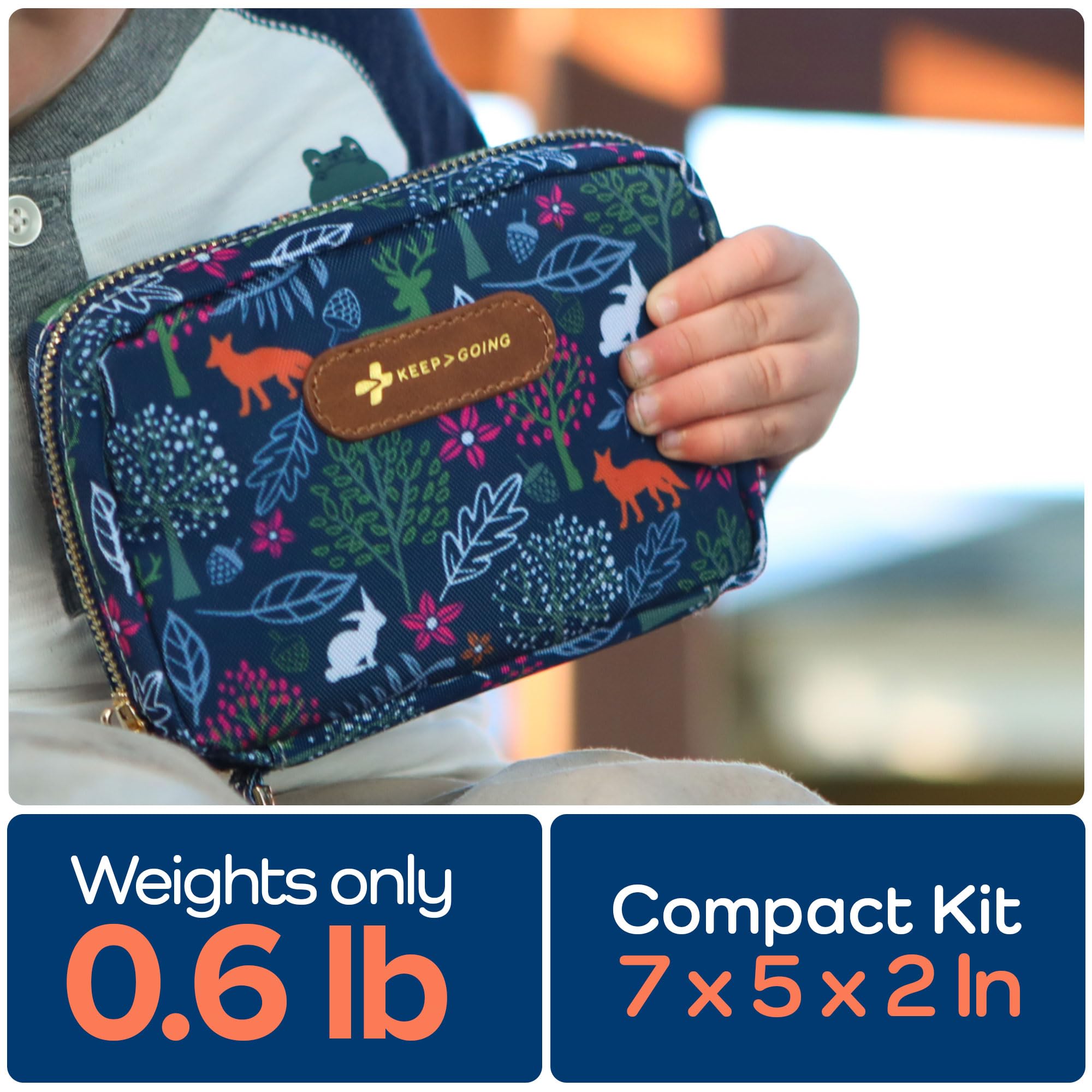 Small travel-size kit fits purses, car compartments or backpacks