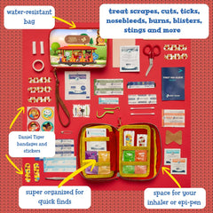 Latex-free bandages in the Daniel Tiger kit for sensitive skin
