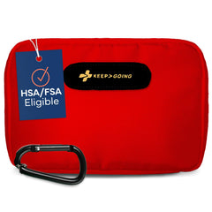 KeepGoing travel first aid kit open to reveal organized contents for quick access.