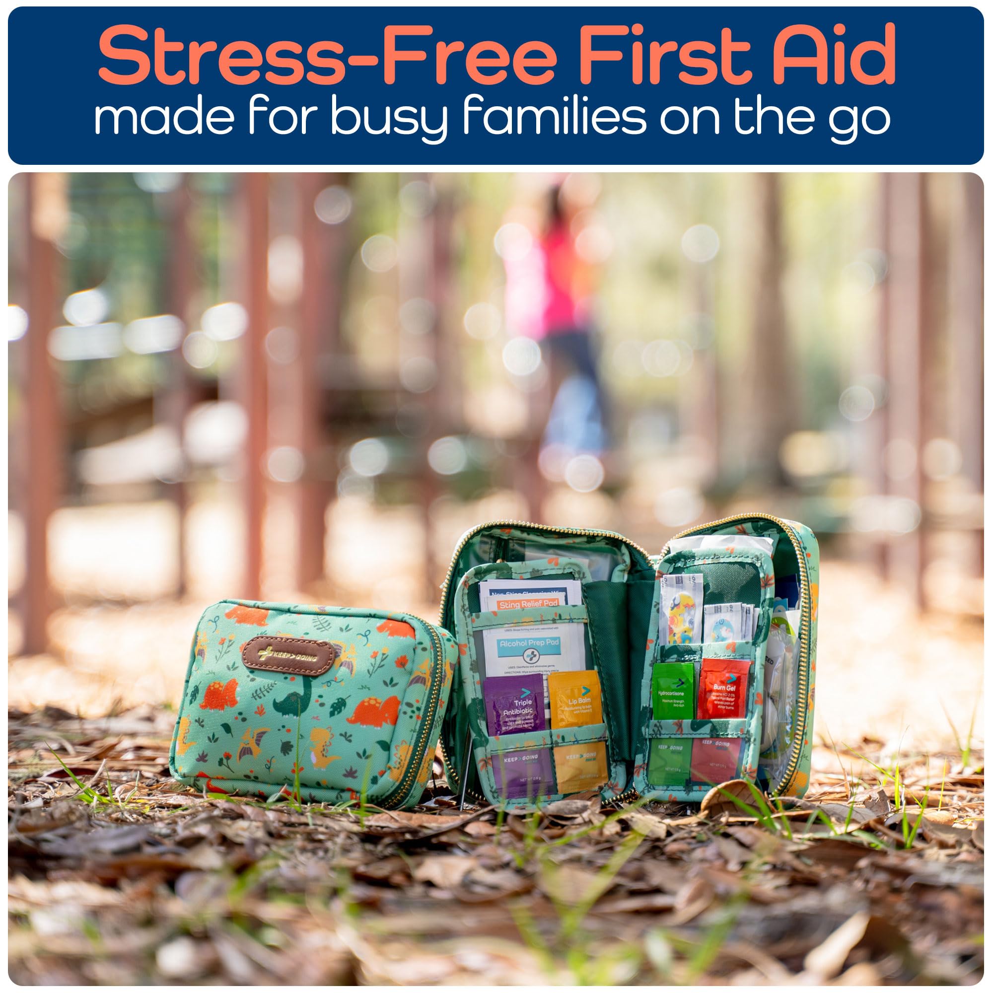 KeepGoing kid-friendly bandages adhesive pack ready for little owies.