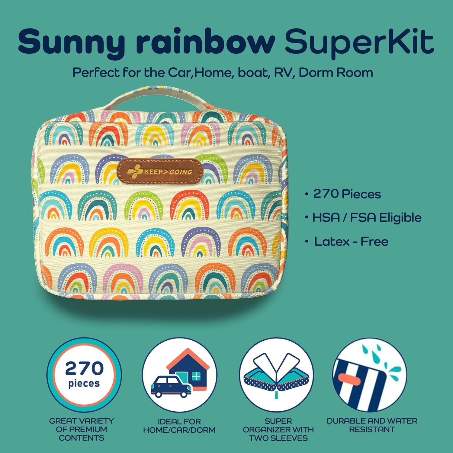 KeepGoing kids first aid kit in car for on-the-go safety