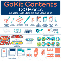 KeepGoing kids first aid kit includes a simple guide for caregivers.