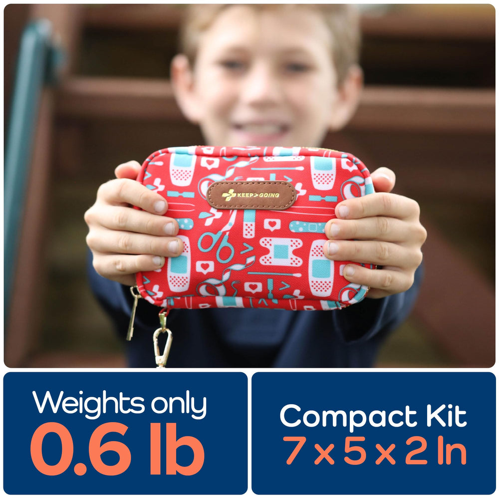 KeepGoing travel kit fits purse or car glove box for quick access.