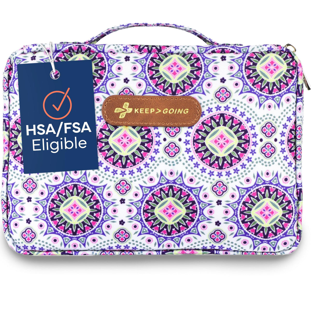 KEEP>GOING large first aid kit case open for family-ready safety on the go