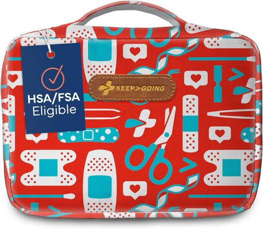 KeepGoing large home first-aid kit opened to display its 270 pieces for quick, everyday care.