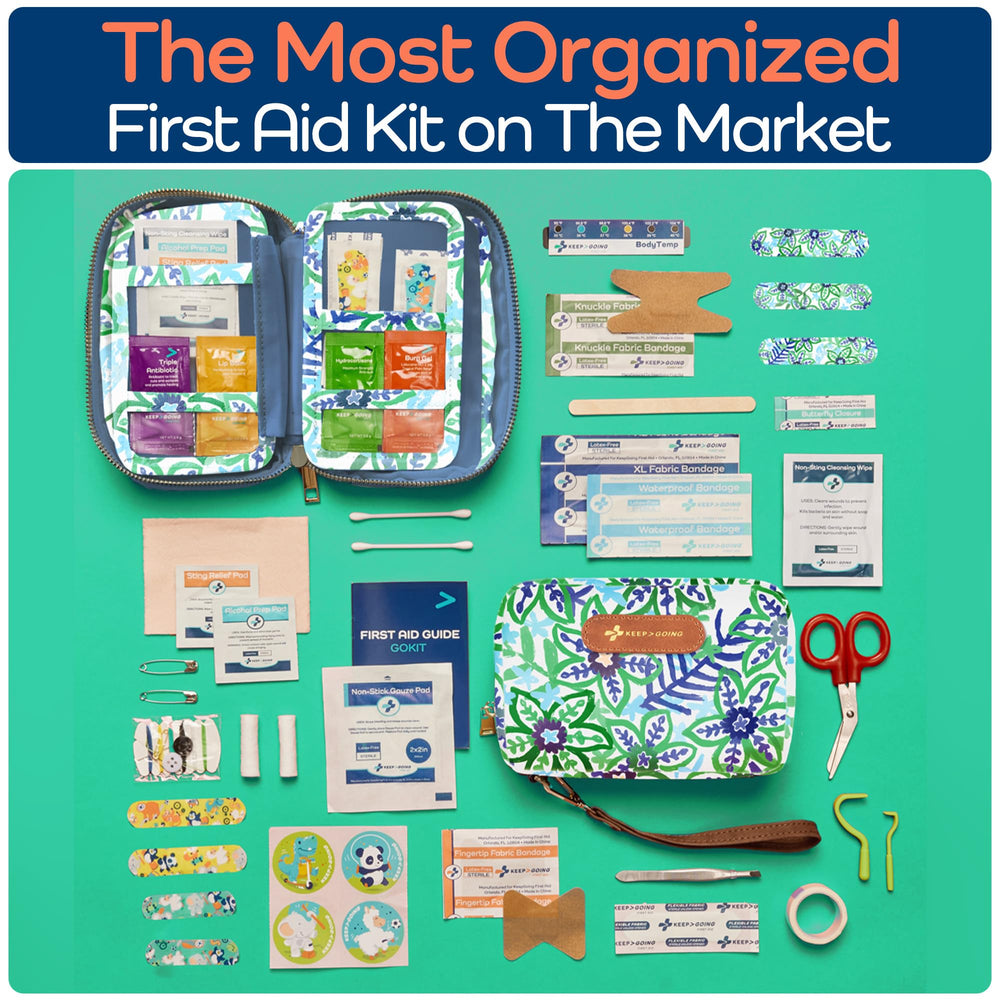 KeepGoing stain- and water-resistant case protects supplies in cars and bags.