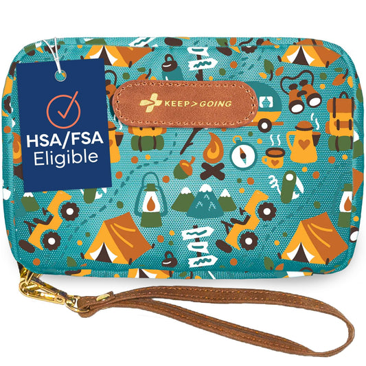 KeepGoing Kids travel first aid kit in compact case for on-the-go safety.