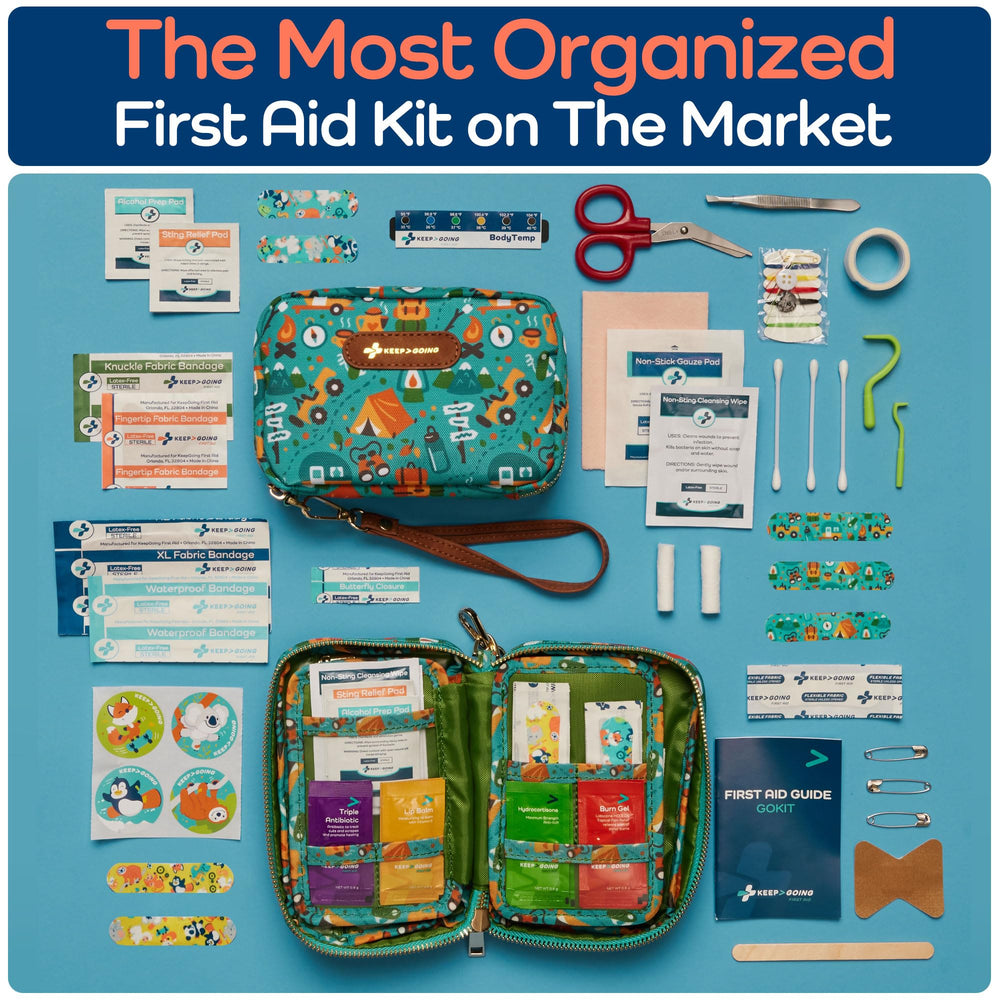 KeepGoing travel kit fits diaper bags for quick access to care.