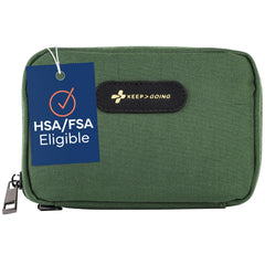 KEEP>GOING travel first aid kit for kids shown in a purse for quick on-the-go protection.