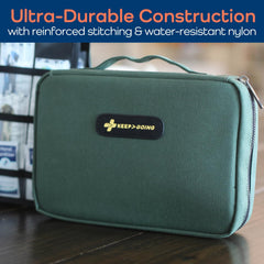 KEEP>GOING travel-ready first aid kit, fits car, dorm, boat.