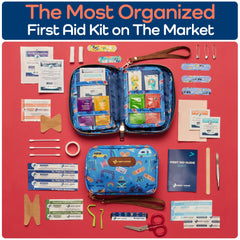 KeepGoing water-resistant case protects first-aid supplies during travel and daily activities.
