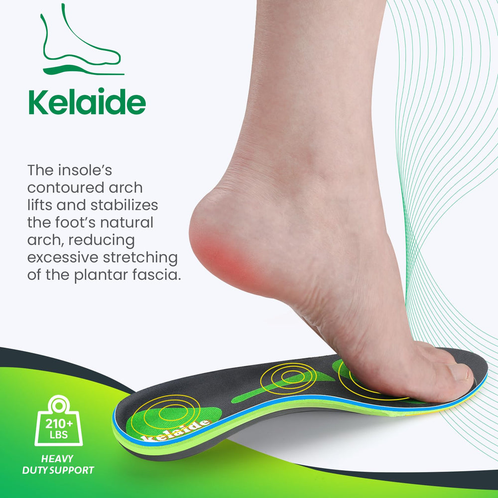Kelaide deep heel cup cushions the heel for consistent impact reduction during activity.