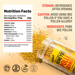 Close-up of Kelley’s Bee Pollen granules showing texture and color for energy