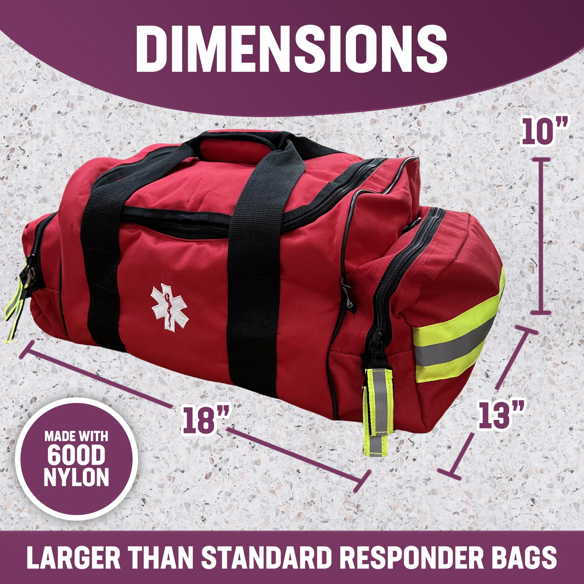 Durable 600D nylon shell of the Kemp USA Maxi Trauma Bag.