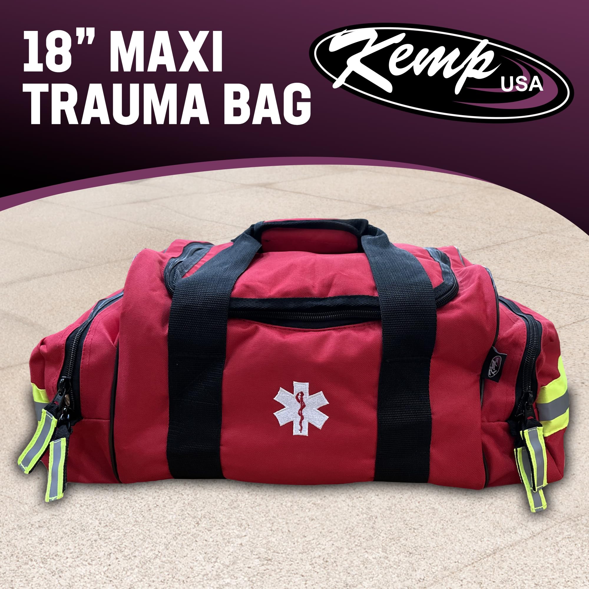 Interior padded compartments of the Kemp USA Maxi Trauma Bag.