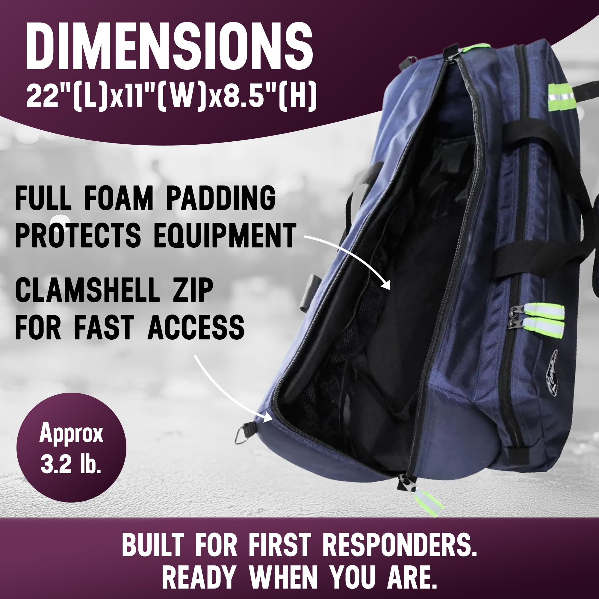 Kemp USA Oxygen Bag clamshell opening enables rapid access to tank and gear