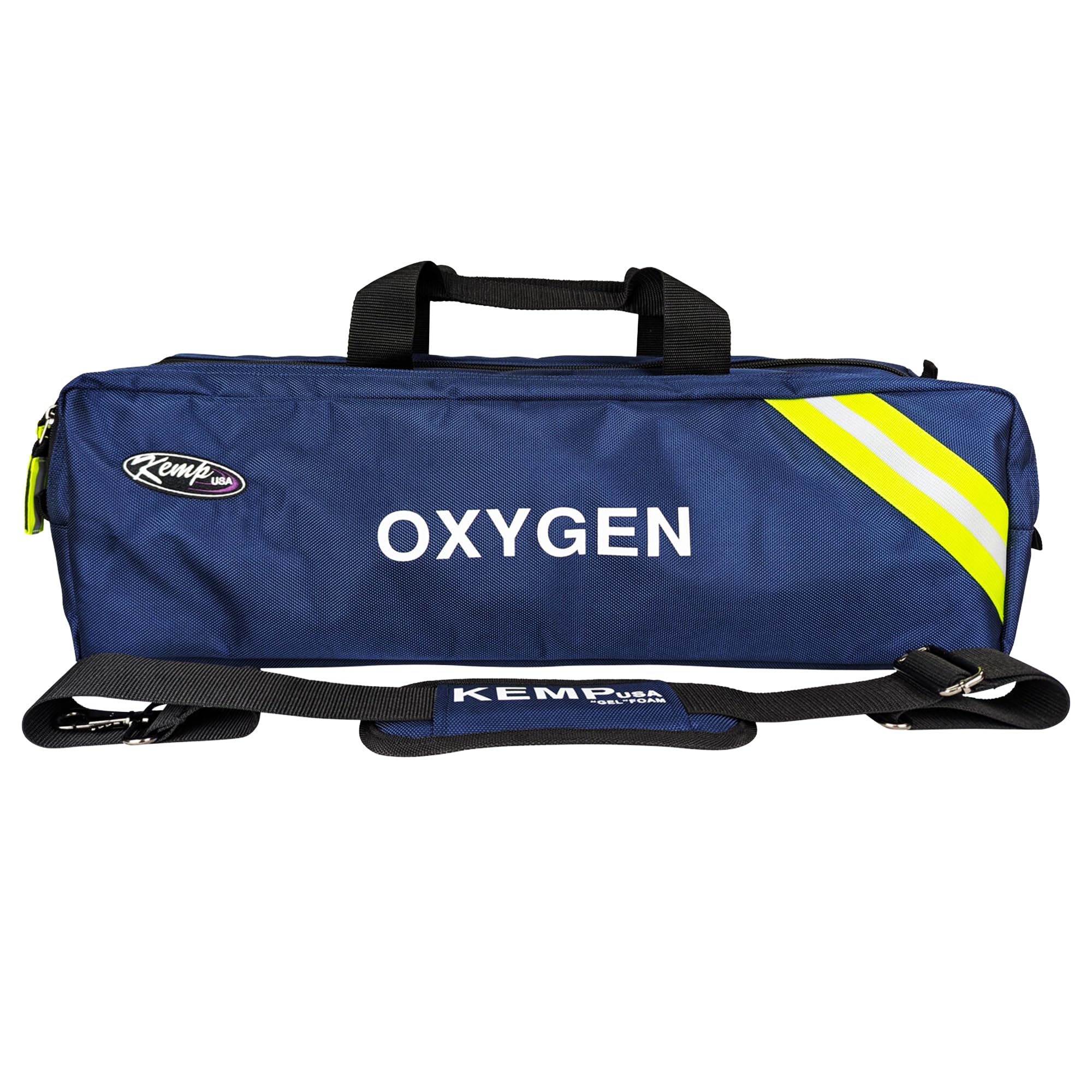 Kemp USA Premium Oxygen Bag front view highlights rugged construction for reliable EMS transport